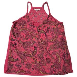 Maurices XS Paisley Print Tank Top Lace Racerback Sleeveless Casual(Q)